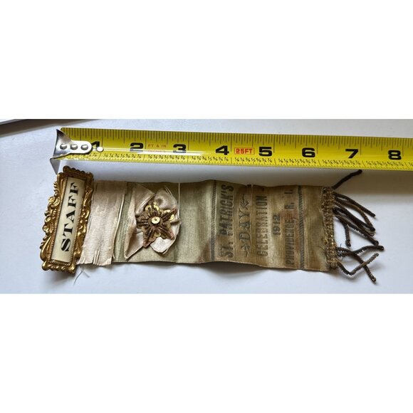 St Patricks day 1912 Staff Ribbon Badge Providence Ri Vintage Celebration Souven - Picture 15 of 15